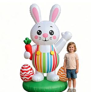 Conejo de Pascua Inflable con Zanahoria, Huevos Coloridos y Base Verde con Luces LED para Decoración Navideña en la Puerta Principal - Product Image 5