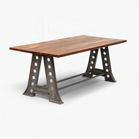Mesa de Comedor de Madera de Mango |   Diseño Industrial Estilo Loft |   Muebles para el Hogar Rústicos Modernos con Base de Metal y Madera Maciza, 4 Plazas, 3 Años de Garantía