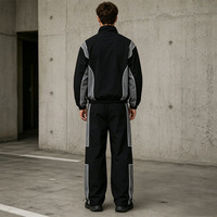 Ensemble de survêtement coupe-vent color block pour hommes, veste à col montant et pantalon ample à taille élastique, tenue de sport urbaine