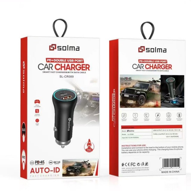 Aluminum Alloy  PD Super Fast Charging Car Charger with Type-C and USB Ports Mini Wholesale