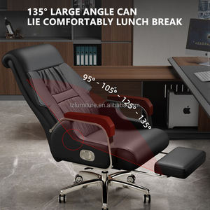 Chaise de bureau ergonomique pivotante au design moderne avec revêtement en cuir synthétique, hauteur réglable, base en aluminium pour la maison, le bureau ou l'atelier - En solde - Product Image 2
