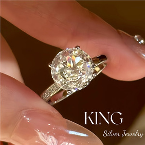S925 <b>Sterling</b> <b>Silver</b> <b>Ring</b> 3 Carat Diamond Design Wedding Women's Fine Jewelry - Product Image 1