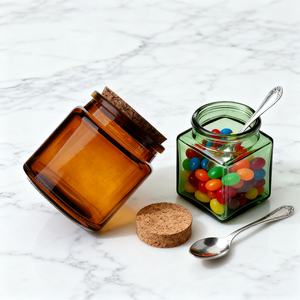 100ml 200 ml 8oz Customizable Logo Printed Small Green Home Storage Container Empty Amber Glass Candle <b>Jars</b> <b>With</b> <b>Cork</b> <b>Lid</b> - Product Image 3