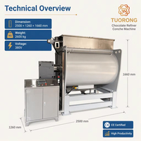 TUORONG Machine de raffinage et de conchage du chocolat industrielle et commerciale en acier inoxydable 2000KG 1000kg
