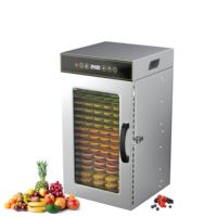 18-bakken roestvrijstalen commerciële fruit-, groente- en vleesdroger, elektrische verwarming, energiebesparend, automatisch, digitaal