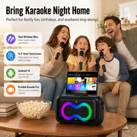 Altavoz Karaoke con Wi-Fi Privado para Fiestas, Doble Woofer de 6.5'', Pantalla Táctil, RGB, Micrófono Inalámbrico, Compatible con Teléfonos Móviles y Computadoras