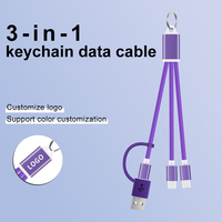 Harga pabrik 2025 Set hadiah bisnis promosi 5V/2A gantungan kunci pengisi daya 3 in 1 kabel USB LISHAN merek CE bersertifikat untuk pria wanita