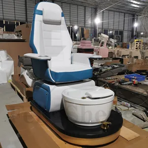2023 New Design white blue luxury swivel pipeless whirlpool pedicure massage chair unique shape beauty lounge pedicure spa chair
