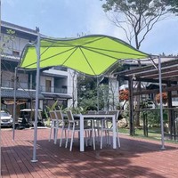 Parasol commercial extérieur en fer en forme de cygne pour terrasse, restaurant, B&B, auvent papillon, tente de protection solaire, fabricant, beige