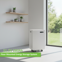 Système de stockage d'énergie domestique compact 15 kWh tout-en-un, compatible solaire, batterie au lithium sur roulettes, à poser au sol