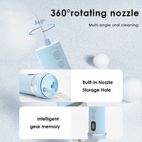 Hydropulseur dentaire portable sans fil rechargeable en plastique avec 4 embouts, étanche IPX7 pour la maison, l'hôtel, les voyages et les soins dentaires