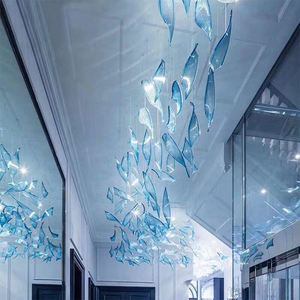 Lámpara colgante de cinta azul de lujo, candelabros de cristal personalizados decorativos para Proyecto de Villa, vestíbulo de hotel - Product Image 4