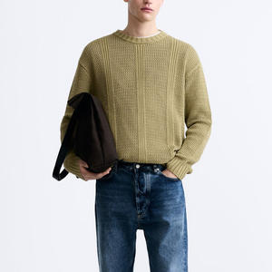 Pull avec LOGO personnalisé Pull à col ras du cou pour hommes Tricots évidés Haut en tricot à manches longues en coton Pull ample d'hiver pour hommes - Product Image 3