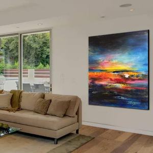 Decoración de Pared Abstracta, Pintura al Óleo Enmarcada, Arte Simple para Dormitorio en Lienzo, Arte Decorativo Arquitectónico Comercial - Product Image 1