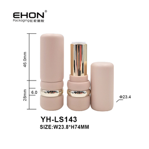 Tube de rouge à lèvres vide rose nude mat style fille mignon avec capuchon coulissant, conteneur de baume à lèvres avec anneau métallique argenté, emballage cosmétique personnalisé avec logo - Product Image 1