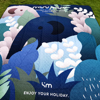 Tapis de camping/plaid de pique-nique multifonctionnel de grande taille, personnalisé par une marque haut de gamme, en taffetas de polyester sans couture, carré 3x3m