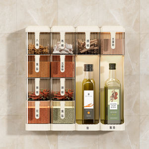 Système <span class=keywords><strong>de</strong></span> rangement mural suspendu pour épices, en plastique ABS+PET transparent scellé, <span class=keywords><strong>jaune</strong></span> crème, personnalisable - Product Image 6