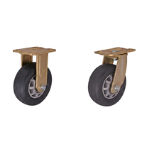 Roue pivotante rigide robuste de 5 pouces, capacité de 280 kg, noyau en aluminium, pneu en caoutchouc, support zingué pour équipement industriel