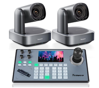 Cámara de Video PTZ*2 y Controlador 4K con Zoom 12X, Cámara con Seguimiento por IA, USB/HDMI/LAN y Controlador con Joystick 4D, Ideal para Transmisión en Vivo