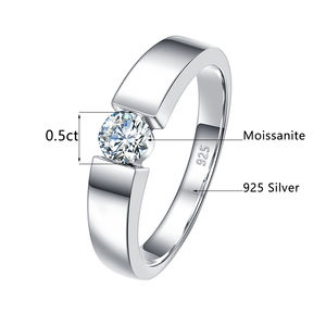 Joyería de plata personalizada par 0.5ct Moissanite anillos de diamante banda de Plata de Ley 925 de compromiso de boda <span class=keywords><strong>Gay</strong></span> anillos - Product Image 5