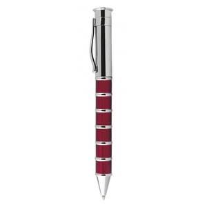 Red and Chromed Pen with Rings 0.5mm Writing Width Novelty Metal Ballpoint Pen <b>Promotional</b> Gift Writing <b>Tool</b> - Product Image 2