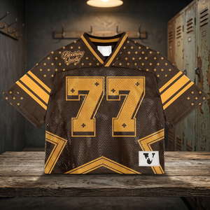 Men's Black <b>V</b>-<b>Neck</b> <b>Oversized</b> <b>T</b>-<b>Shirt</b> Short Sleeve Streetwear Top with Gold Number 77 Print - Product Image 1