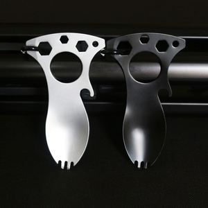 Cuillère multifonctionnelle 7-en-1 transfrontalière très vendue pour le camping et la randonnée, avec ouvre-bouteille intégré, outil EDC portable - Product Image 4