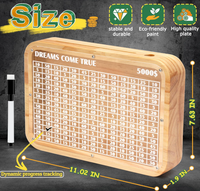 Boîte à pièces en bois de qualité supérieure One Piece Cash Vault Savings Challenge Box Boîte d'économie d'argent en bambou réutilisable