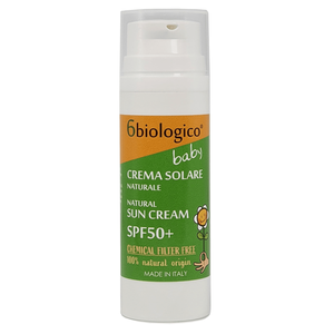 Crema solare naturale per bambini 6biologico SPF50+ 50ml senza filtri chimici per pelli sensibili, prodotta in Italia - Product Image 1