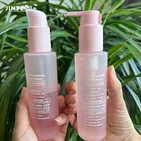 100ML 200ml 300ml Bouteille de gommage en plastique PET cylindrique droite Soins de la peau Nettoyant Gel douche Soins de la peau Pompe en plastique Bouteille rose