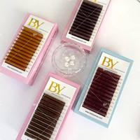 Extensions de cils marron chocolat doux à base souple, Cils en cachemire noir-marron, Cils individuels, Marque privée, Vente en gros