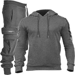 Chándal OEM para hombre al por mayor, sudadera con capucha para hombre, chándal para correr para hombre, conjunto deportivo de Jersey de manga larga, conjunto de soporte personalizado