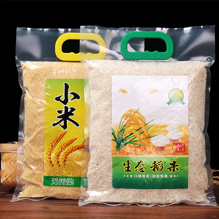 Custom Design Plastic 1kg 2kg 5kg 10kg Flour Packing Basmati Vacuum Rice Bag With Handle