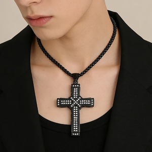 Collar con Colgante de Cruz de Cristal, Acero Inoxidable, Chapado en Oro de 18K, Sin Deslustre, Joyería Religiosa Cristiana, Regalo de Bautizo - Product Image 6