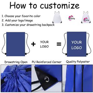 Sacs à dos à cordon personnalisés en polyester thermosoudé pour la promotion, sacs de sport à cordon avec logo, vente en gros - Product Image 2