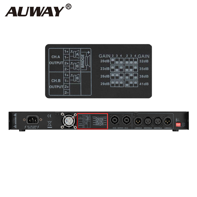 Auway Hot Sale E-2500 Professional 2-Channel Digital Power Amplifier High-Fidelity Sound Reinforcement Amplifier Metal Shell