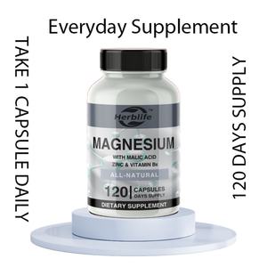 Cápsulas de Magnesio Personalizadas con Ácido Málico, Zinc y Vitamina B6, Suplementos para Adultos, Venta Caliente OEM/ODM - Product Image 5