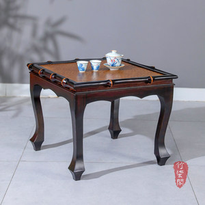 <b>Bamboo</b> Square Coffee <b>Table</b> Woven Top Chinese Style Living Room Tea <b>Table</b> Small Side <b>Table</b> - Product Image 5