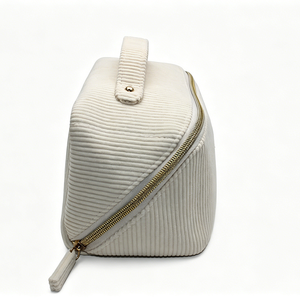 PU Corduroy Makeup Bag Cosmetic Pouch Small Capacity Travel for Organizer Zipper Foldable Portable Handle Custom Logo - Product Image 2