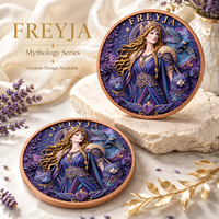 1 oz 999 Koin Tembaga Murni Dewi Freya Viking Relief Tinggi Berwarna UV Seperti Proof, Hadiah untuk Penggemar Mitologi, Kerajinan Logam