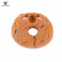 Jouet en peluche pour chien en forme de beignet Ours brun, doux et moelleux, pour câliner et apporter, pour chiots et chatons, avec visage endormi brodé