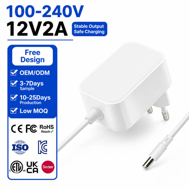 KYT 12V 2A KC CE RoHS AC to DC Wall Mount Plug in PC Material Fast Charging Power Supply Adapter