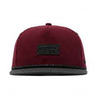 Premium OEM gepersonaliseerde wijnrode flat brim rope hat groothandel gestructureerde 5-panel streetwear snapback baseball cap voor heren