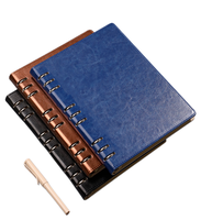 Carnet à spirale 9 trous B5 avec bordure huilée, classeur à feuilles mobiles avec pages intérieures remplaçables, couverture rigide personnalisable avec logo