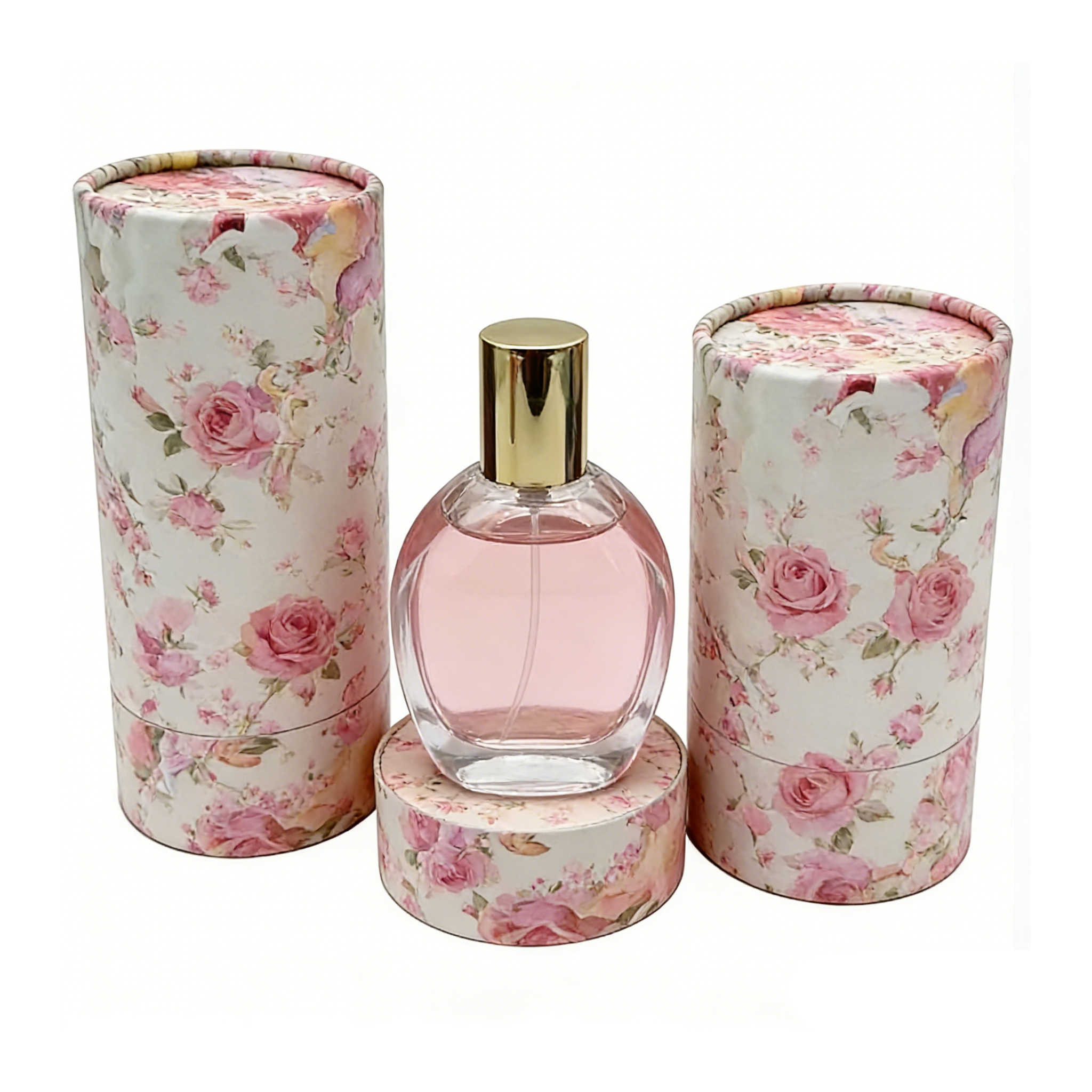 Custom Luxury Cardboard Kraft Cylinder Round Perfume Cosmetic Tube Gift Box Logo for Makeup Skincare Products