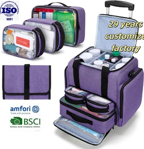 <span class=keywords><strong>Chariot</strong></span> de transport médical sur roulettes personnalisable en usine, avec fermeture éclair, 3 pochettes intérieures amovibles et organiseur de pilules détachable - Product Image 1