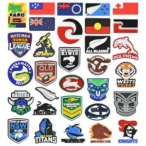 Toptan avustralya Nrl futbol takımları ayakkabı Charms NZ tarzı yumuşak Pvc kauçuk takunya Charms Maori bayrağı Tonga bayrak ayakkabı aksesuarları