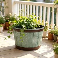 Pot Taman Kecil 10 Inch Grosir 5.3L Bahan Daur Ulang Motif Batu dengan Lubang Drainase untuk Rumah Dalam & Luar Ruangan