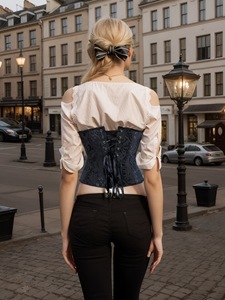 <span class=keywords><strong>Corset</strong></span> court élégant en jacquard, style vintage, pour soirée, avec ruban réglable au dos, pour femme, effet amincissant - Product Image 4
