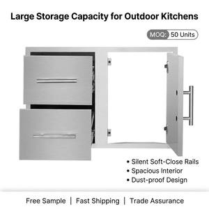 Professional 304 Stainless Steel Outdoor Kitchen Storage Combo 2 Drawers and 1 Access Door for <strong>BBQ</strong> Island Grill Station - Product Image 3